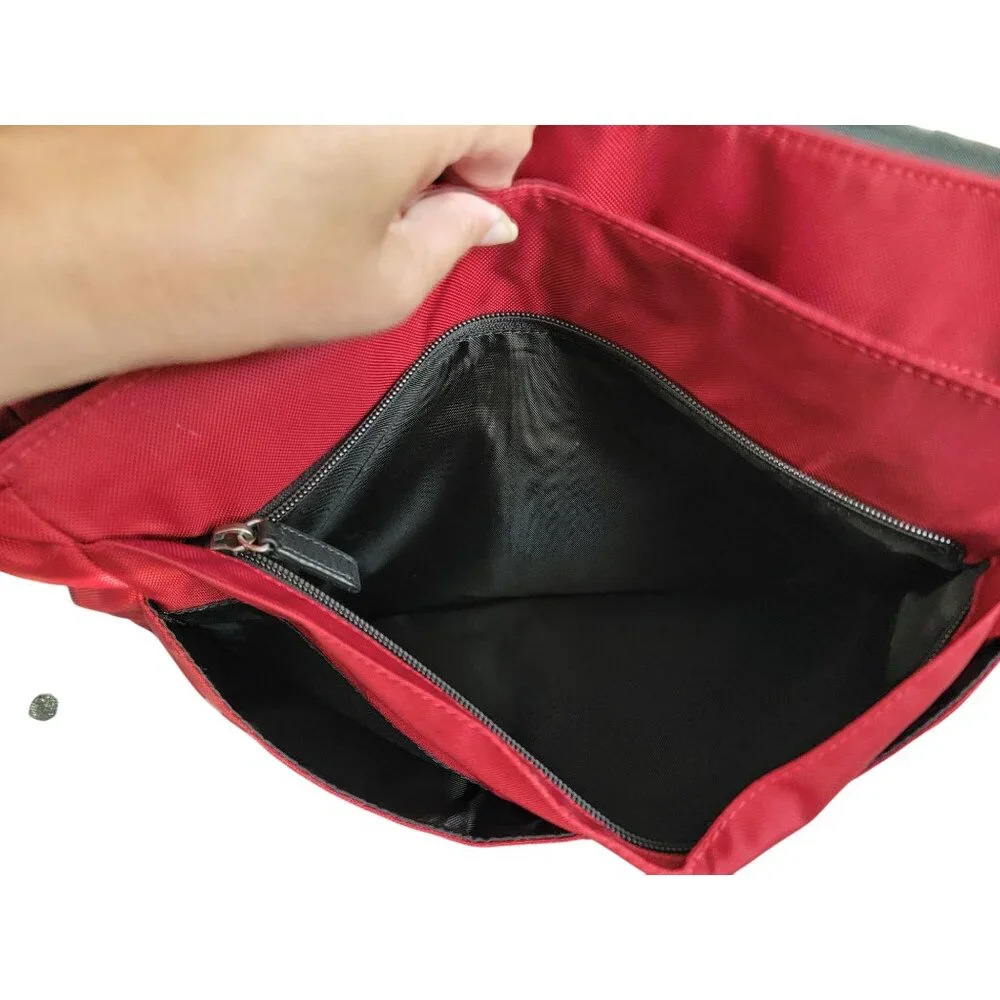 Coach Red Nylon & Leather Messenger Bag
